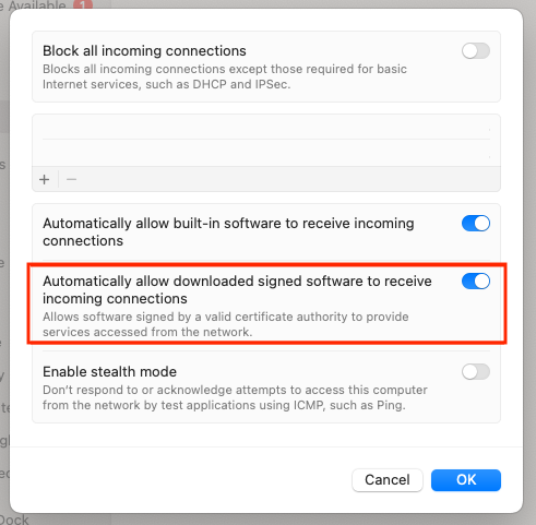 Automatically allow Incoming Connections