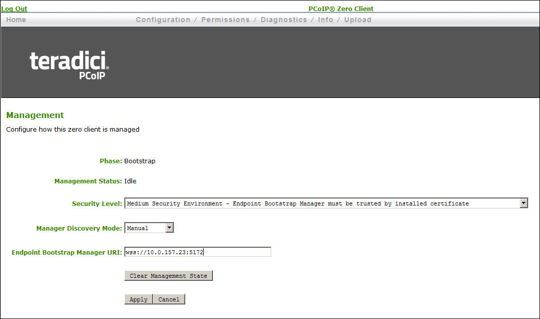 teradici pcoip management console root password