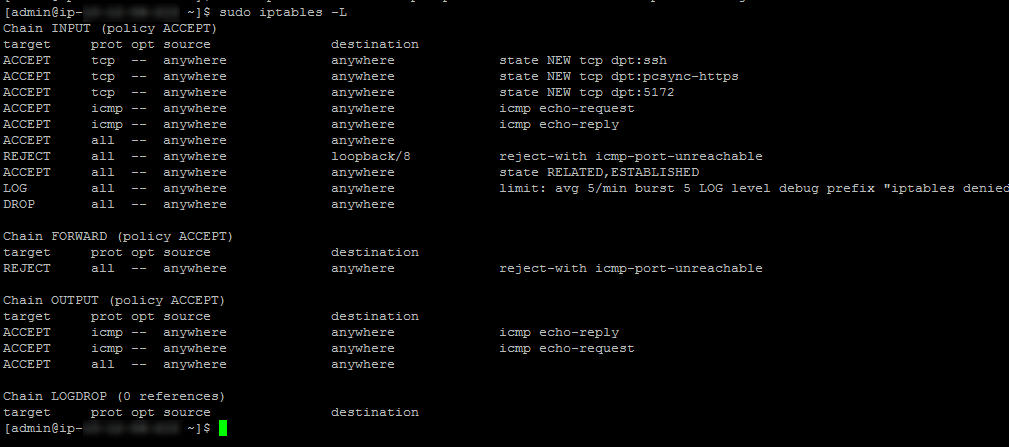 Removing iptables - PCoIP Management Console 21.10 Administrators Guide