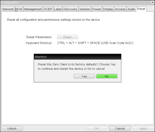 OSD Factory Reset page